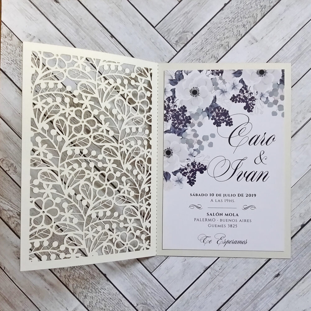 Tarjeta Láser 31 - Solapa con Flores - Imagen 3