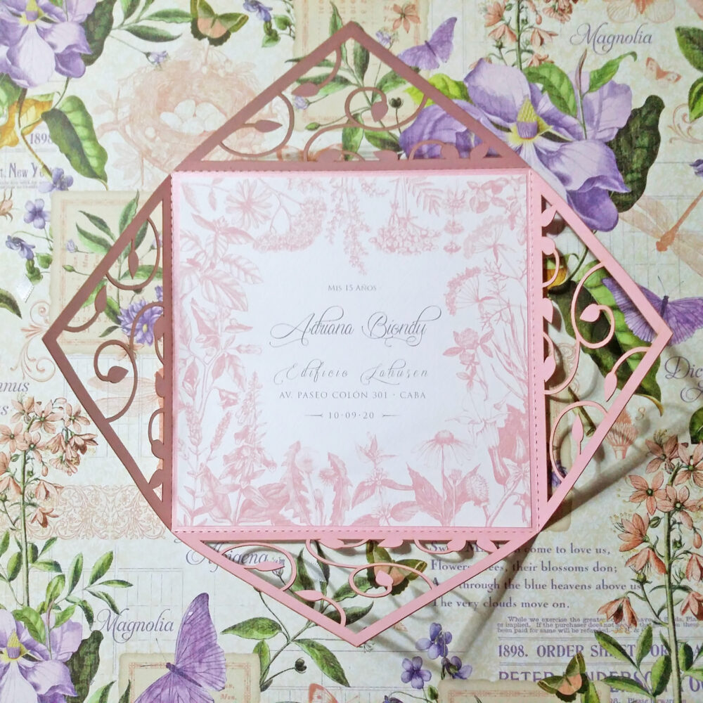 Tarjeta Láser 40 - Flores con arabescos - Imagen 3