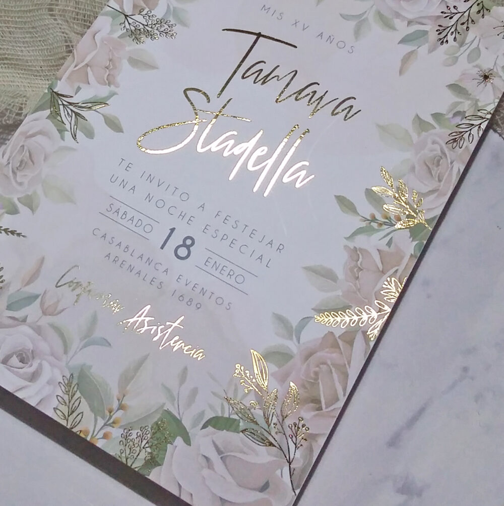 Invitación Rosas impresas y Stamping - Imagen 3