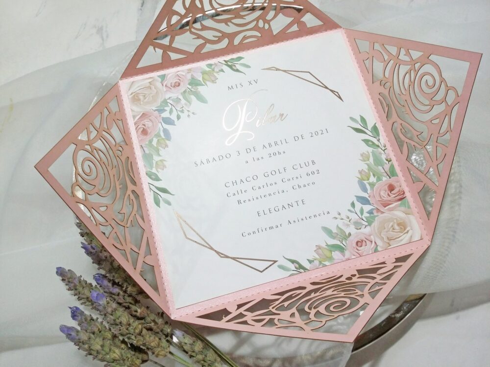 Tarjeta Láser 55 - Rosas - Imagen 4