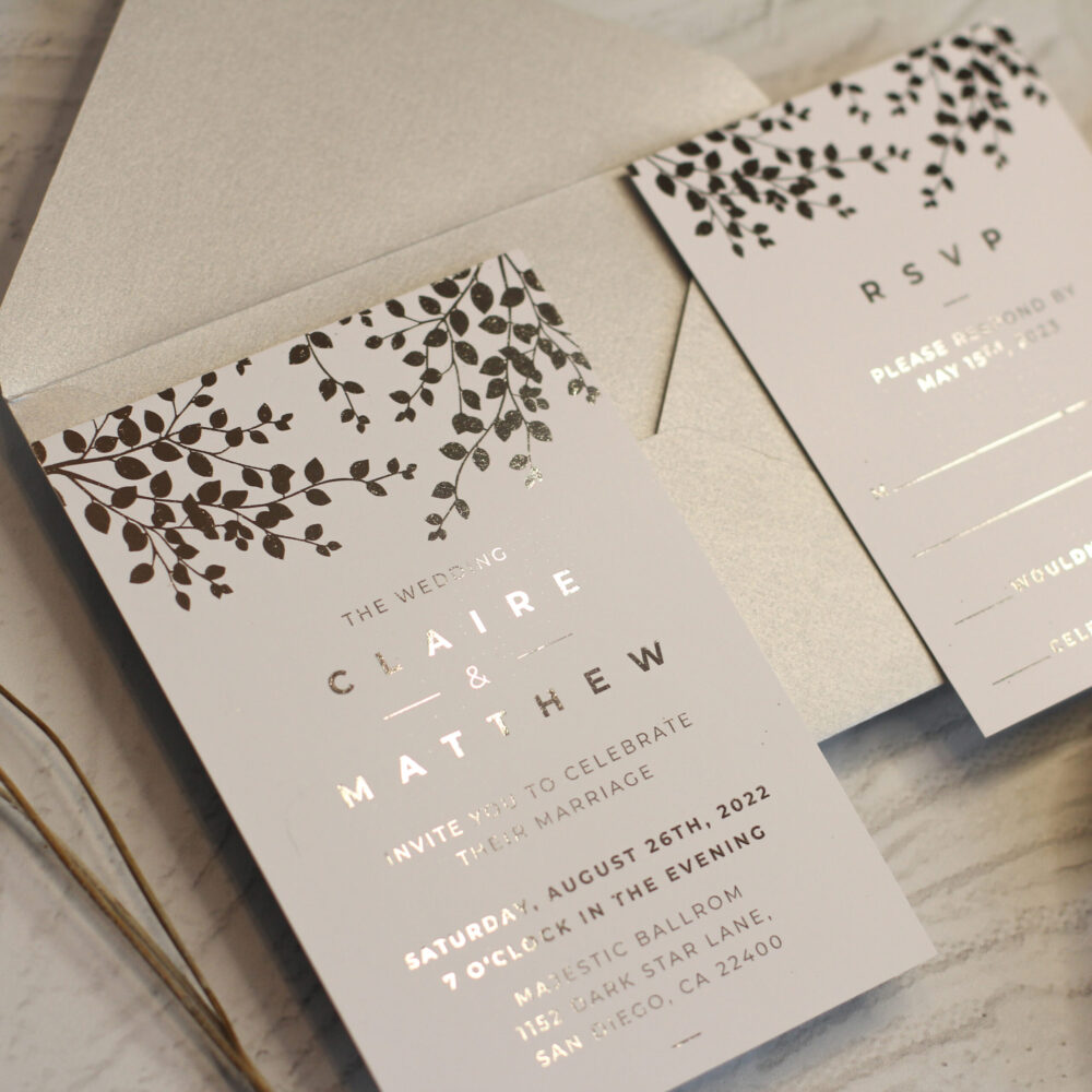 Tarjeta Hotstamping Ramas con Hojas