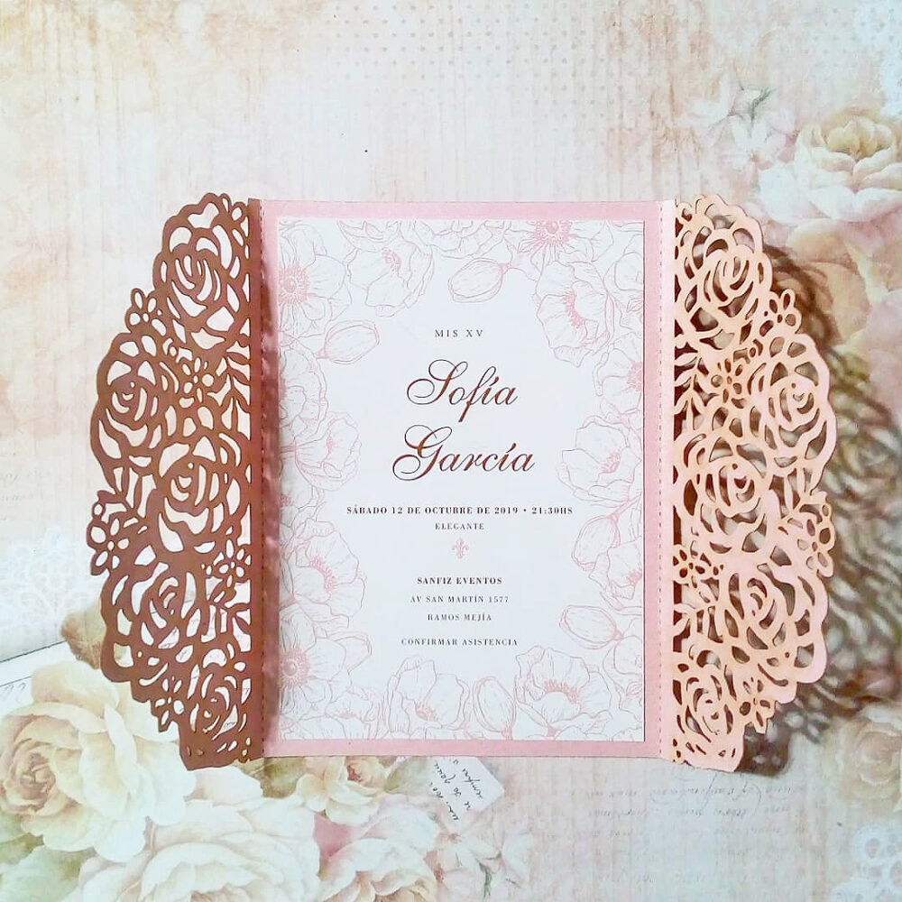 Tarjeta Láser 47 - Flores con Faja - Imagen 2
