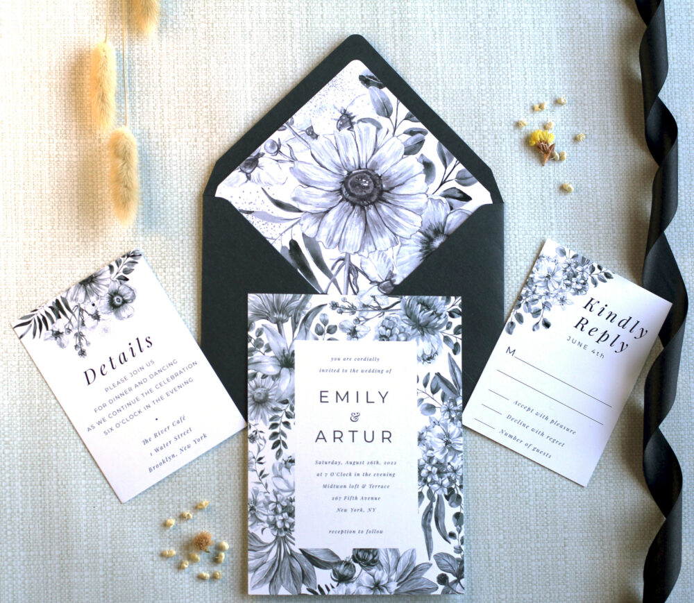 Invitacion Hotstamping Blanco y Negro - Imagen 2