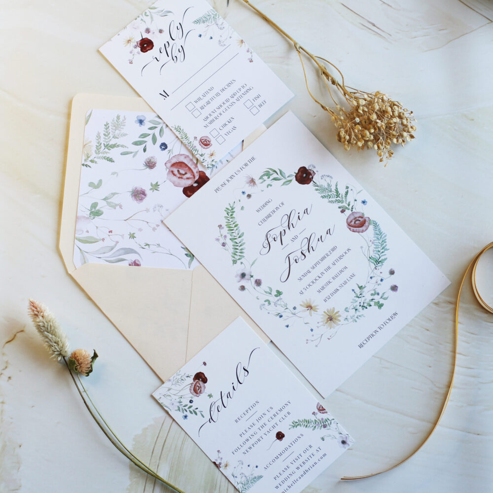 Invitacion Hotstamping Flores de Colores - Imagen 2