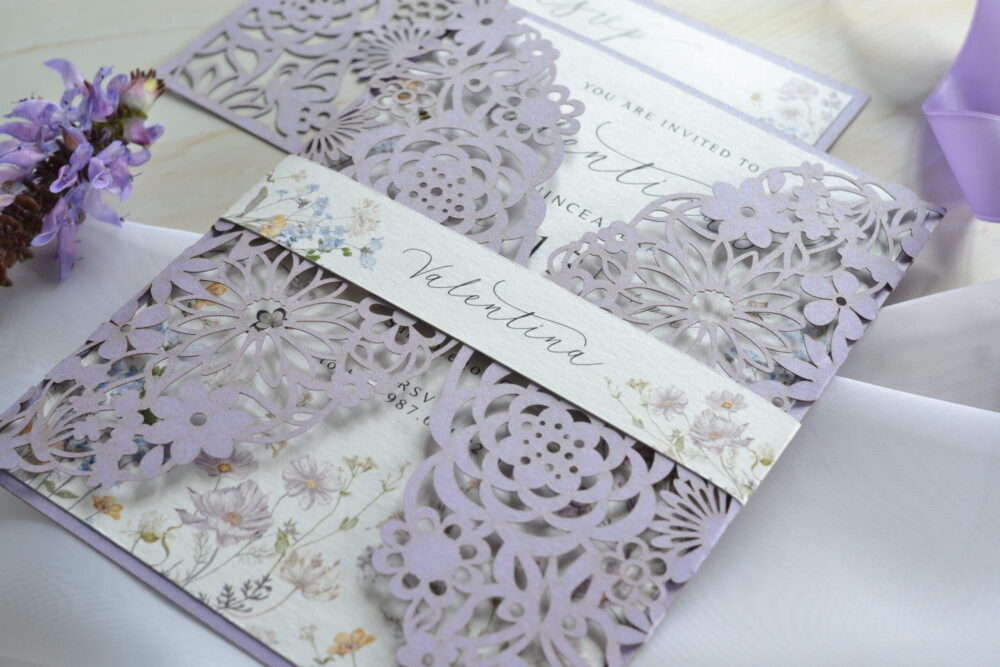 Tarjeta Láser 62 - Flores y Mariposas - Imagen 4