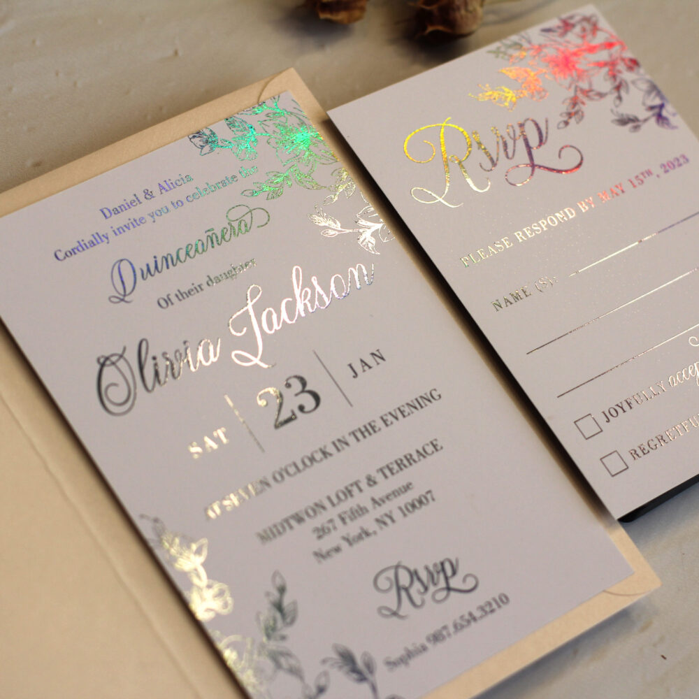 Invitaciones hotstamping SIN SOBRE - Imagen 3