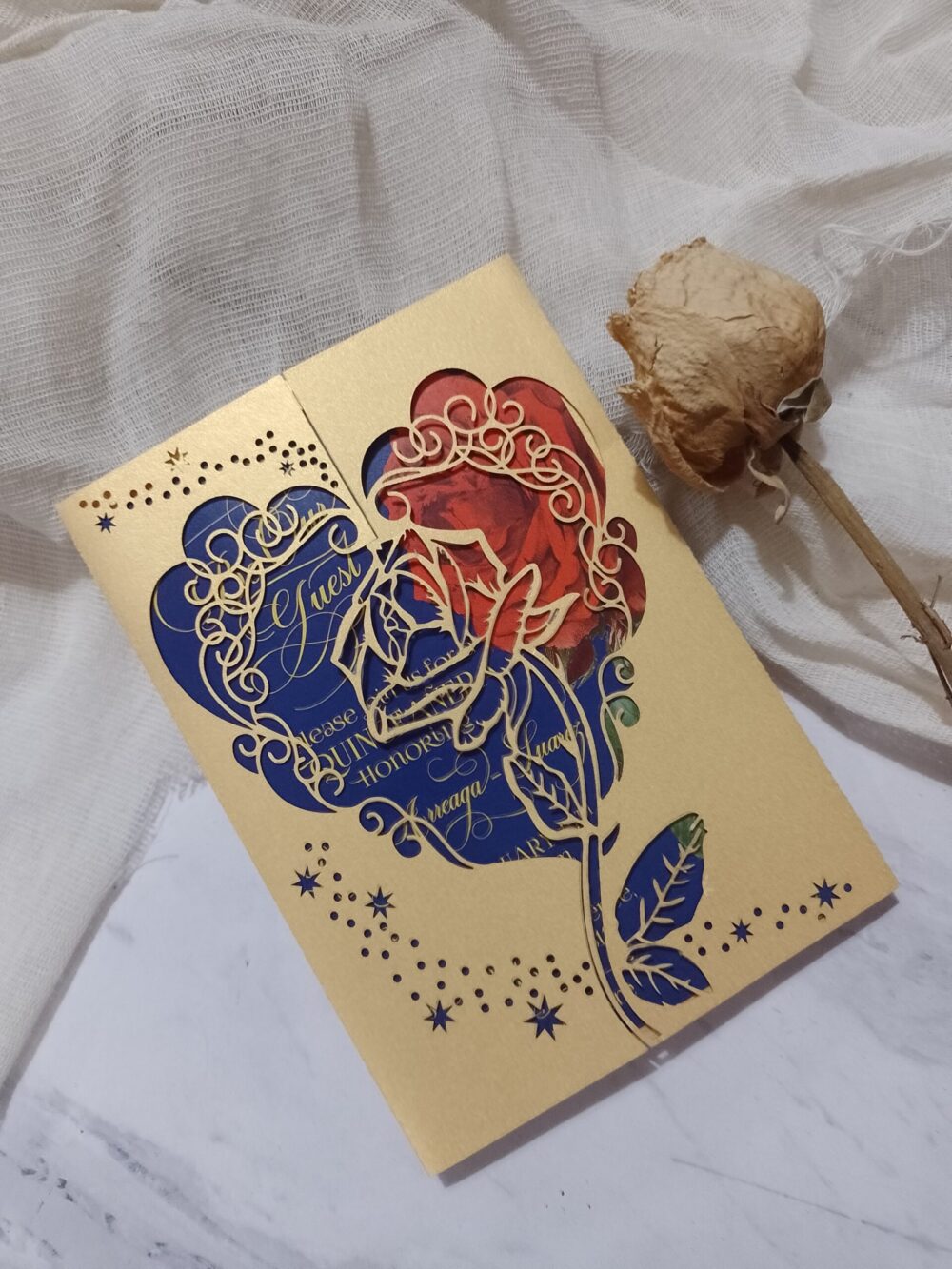 Tarjeta Láser 67 - Bella y Bestia Flor - Imagen 3