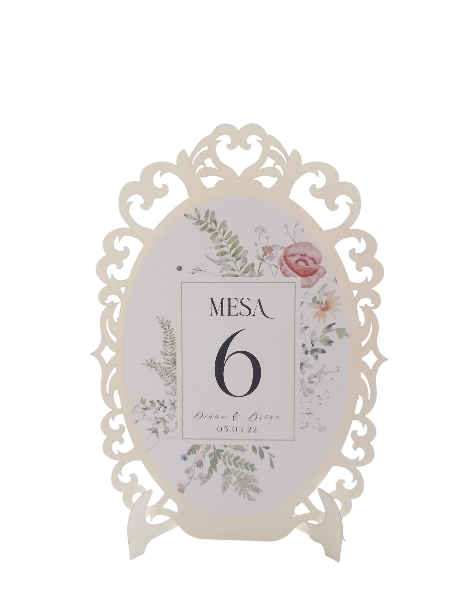 Numero de Mesa Flores Pastel - Imagen 2