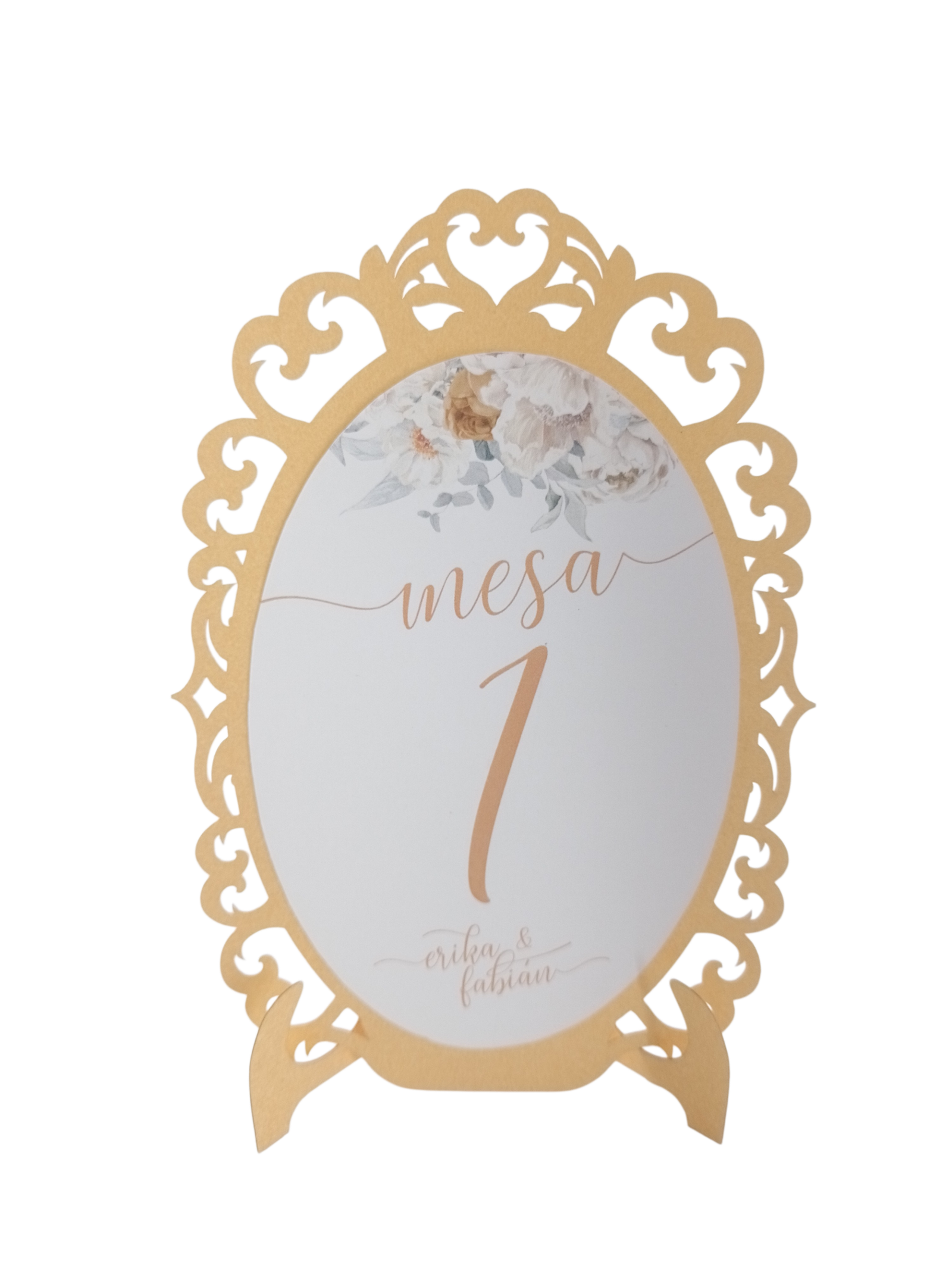 Numero de Mesa Flores Doradas - Imagen 2