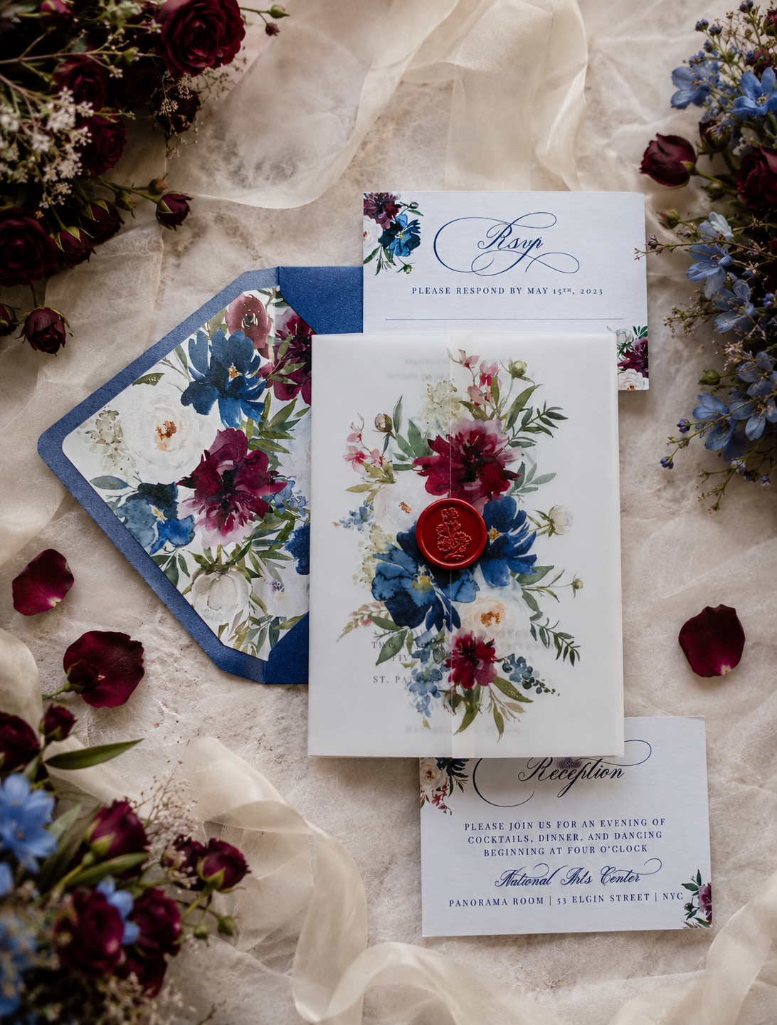 Flores Bordó y Azules - Imagen 4